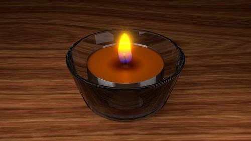 Tealight candle with flame and wax material in Cycles preview image